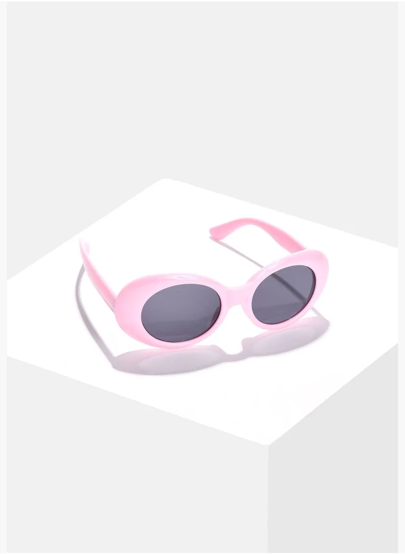 Haute Sauce Women Black Lens Pink Oval Sunglasses