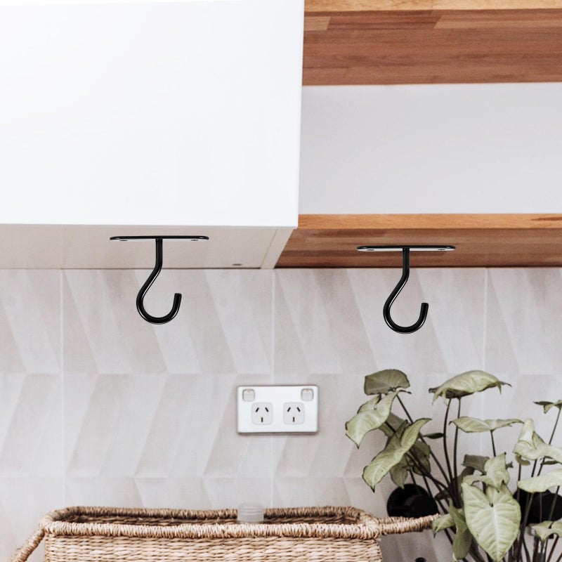 4Pcs Black 2.5 Inch Ceiling Hooks for Hanging Plant Baskets Lanterns Indoor Outdoor - Image 5