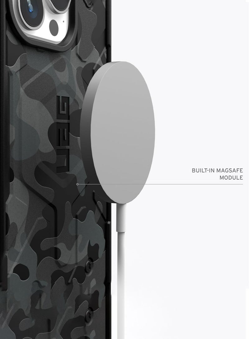 Urban Armor Gear UAG Pathfinder SE MagSafe for iPhone 15 Pro Max Case Cover [18 Feet Drop tested]  - Black Midnight Camo  - Image 3