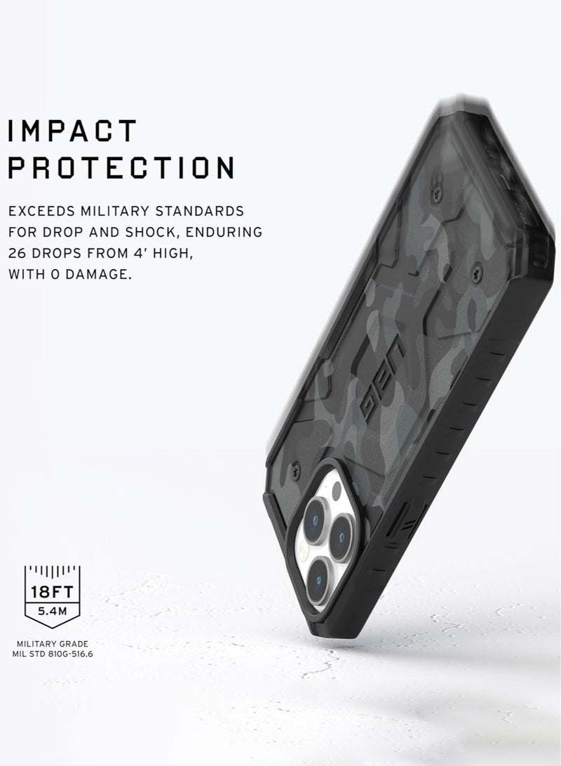 Urban Armor Gear UAG Pathfinder SE MagSafe for iPhone 15 Pro Max Case Cover [18 Feet Drop tested]  - Black Midnight Camo  - Image 5