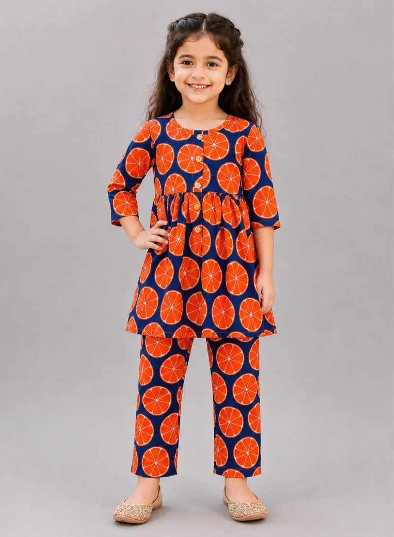 بيبي كلو Girls Orange Print Kurta and Pant Set