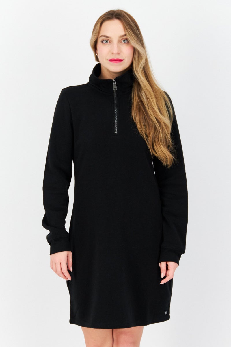 Andrew Marc فستان سويت شيرت قصير نسائي، أسود - Image 1