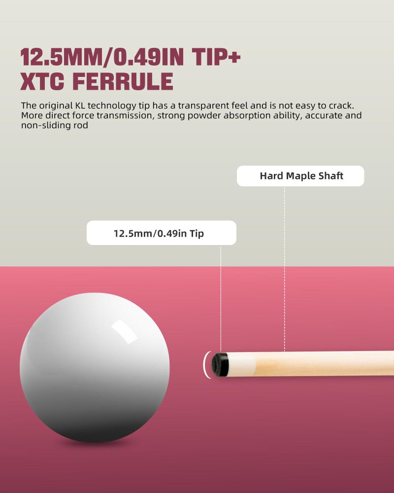 KONLLEN Low Deflection Pink Pool Cue, Young Fashionable 58-inch Professional Billiard Cue, Adult Gift - 12.5mm Tip, 3/8 * 8 Joint, 19 oz Weight, Suitable for Women - Image 4