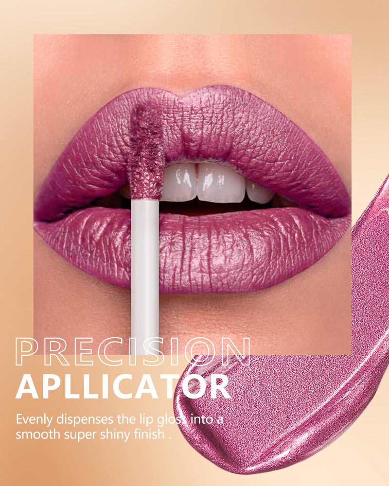 MAKI YIKA Metallic Pink Lipstick Long Lasting Hot Pink Lipsticks for Women, High Shine Glitter Lipstick No Smudge Transferproof Liquid Lip Gloss (BR01 Love Story) - Image 4