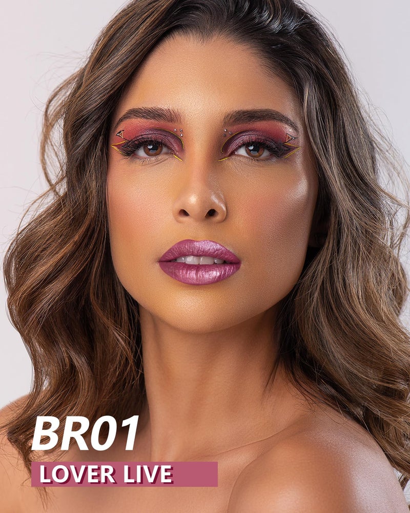 MAKI YIKA Metallic Pink Lipstick Long Lasting Hot Pink Lipsticks for Women, High Shine Glitter Lipstick No Smudge Transferproof Liquid Lip Gloss (BR01 Love Story) - Image 3