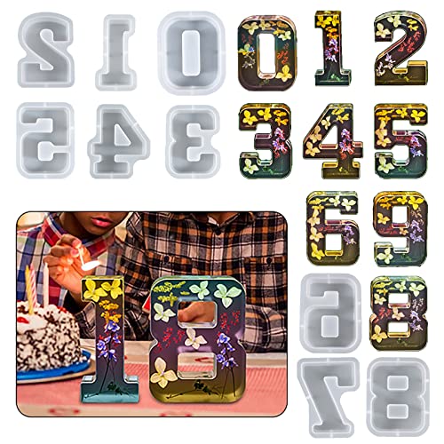 ESEDAGE 7 inch Number Resin Mold 7 Inches 9 Pack Arabic Alphabet Mold 0-9 Alphabet Mold Silicone Mold for Resin Handmade Letter Resin Casting Mold Alphabet Soap Making Molds - Image 1