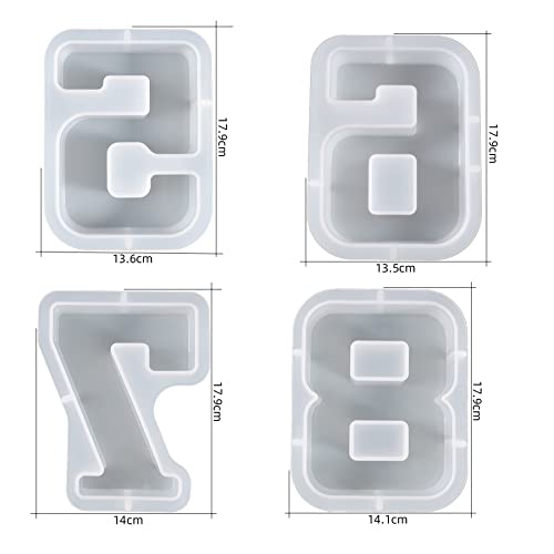 ESEDAGE 7 inch Number Resin Mold 7 Inches 9 Pack Arabic Alphabet Mold 0-9 Alphabet Mold Silicone Mold for Resin Handmade Letter Resin Casting Mold Alphabet Soap Making Molds - Image 5