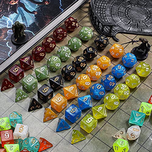 CiaraQ مجموعة نرد سيارا ك متعددة الأوجه - نرد لعب الأدوار لـ Dungeons and Dragons لألعاب الطاولة، أحادية اللون، 70 قطعة - Image 3