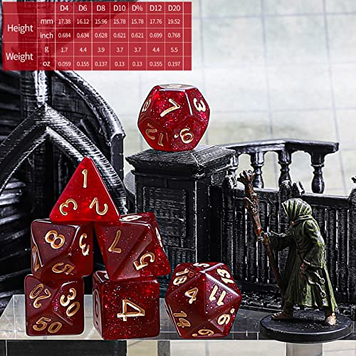 CiaraQ مجموعة نرد سيارا ك متعددة الأوجه - نرد لعب الأدوار لـ Dungeons and Dragons لألعاب الطاولة، أحادية اللون، 70 قطعة - Image 4