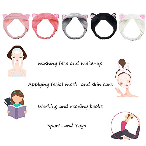 Onwon Cat Ear Headbands - Fluffy Makeup Hairbands for Face Washing, Shower, Spa, Sports - Image 3