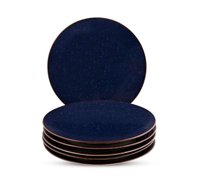 Hitkari Potteries Porcelain Rustic Navy Full Plate Set of 6 pc for Home Kitchen Ceramic Full Plate Set Full Plate 27cm Blue - Image 1