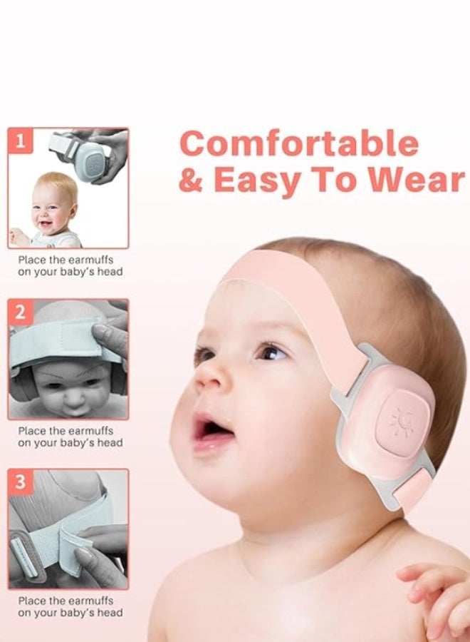 Soft Touch Baby Ear Muffs, Baby Headset, Baby Plane Ear Muffs Noise Protection for Infant and Babies 0- 48 Months, Baby Earplug, 24dB Sound Reduction, Adjustable Ear Muffs for Ear Protection, Hearing Damage & Improves Sleep,Travel (Pink) - Image 5