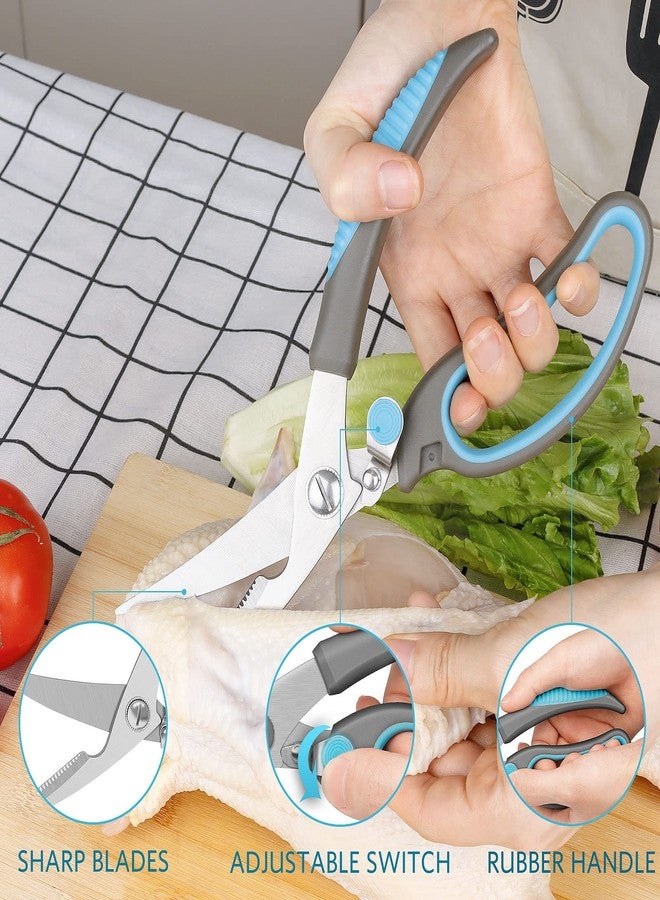 Asdirne Premium Kitchen Scissors Set, Kitchen Shears, Food-Grade Stainless Steel Blades, Ergonomic Rubber Handle, Include 1 Poultry Shears and 4 All Purpose Scissors, 9.1”/9.6"/8.5"/6.4"/5.4" - Image 2
