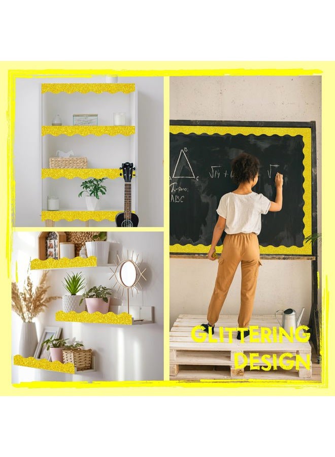ERKE 60 Feet Bulletin Board Borders, Golden Glitter Rolled Border Trim Scalloped Board Border with Wavy Line Design Decoration for School, Classroom & Office - Image 3