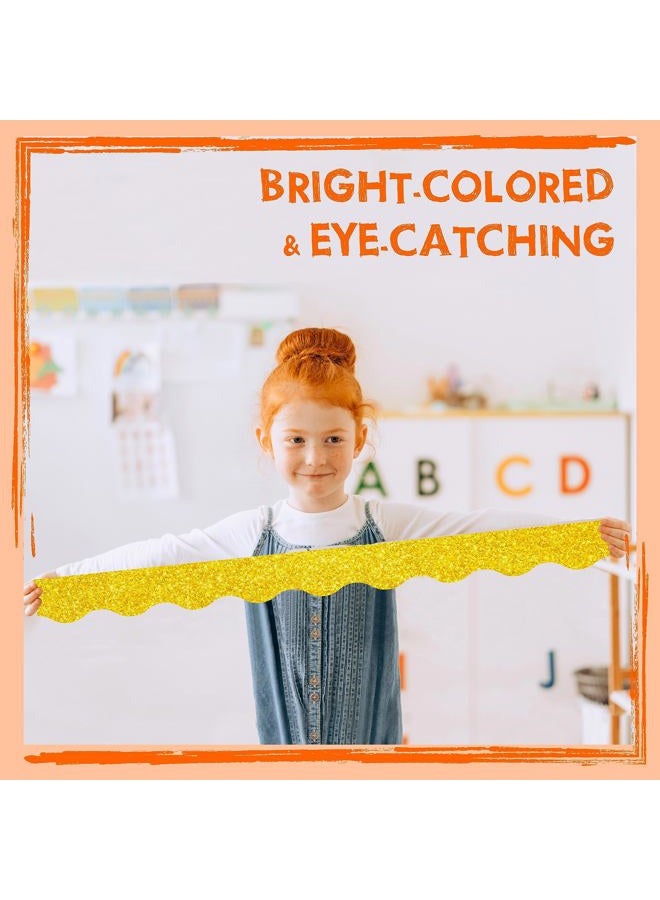 ERKE 60 Feet Bulletin Board Borders, Golden Glitter Rolled Border Trim Scalloped Board Border with Wavy Line Design Decoration for School, Classroom & Office - Image 4
