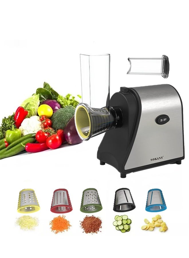 sokany Electric Cheese Grater Salad Maker, 1000W Electric Slicer Shredder, One-Touch Easy Control,Gratersr/Chopper/Salad,Electric Salad machine for Vegetables Carrot Cheese,Food Processor with 5 Blades Set,SK-1178 - Image 1