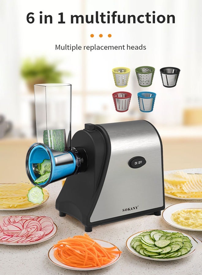 sokany Electric Cheese Grater Salad Maker, 1000W Electric Slicer Shredder, One-Touch Easy Control,Gratersr/Chopper/Salad,Electric Salad machine for Vegetables Carrot Cheese,Food Processor with 5 Blades Set,SK-1178 - Image 2