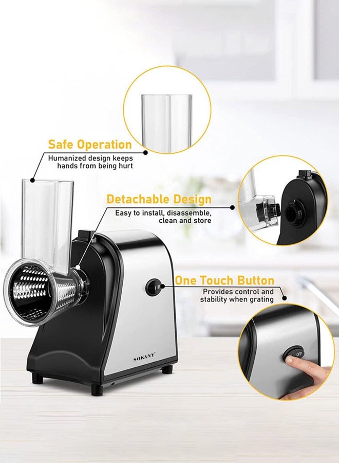 sokany Electric Cheese Grater Salad Maker, 1000W Electric Slicer Shredder, One-Touch Easy Control,Gratersr/Chopper/Salad,Electric Salad machine for Vegetables Carrot Cheese,Food Processor with 5 Blades Set,SK-1178 - Image 4
