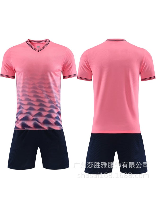 6331 Pink Sweat Absorbing Breathable Football Suit Suit Adult Children Football Training Suit Student Competition Team Uniform Diy Running Suit