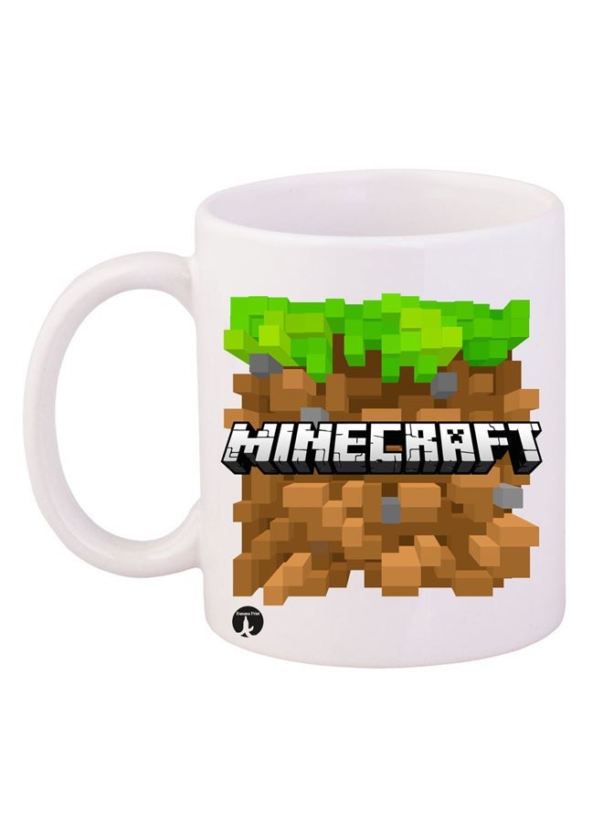 Minecraft Printed Coffee Mug White/Green/Brown 11ounce
