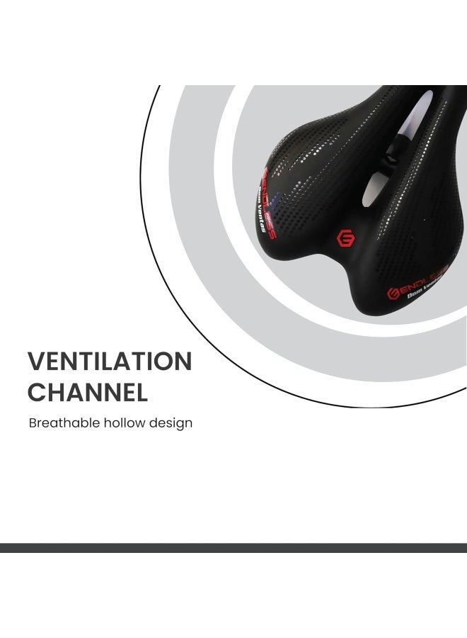 ENDLESS  EL1047 Sleek Cycle Seat with Red Reflective Safety Strip | Black | Material : PU | Universal Memory Foam Seat with Breathable, Shock Absorbing and Waterproof Bike Saddle for All Type of Bikes  - Image 4