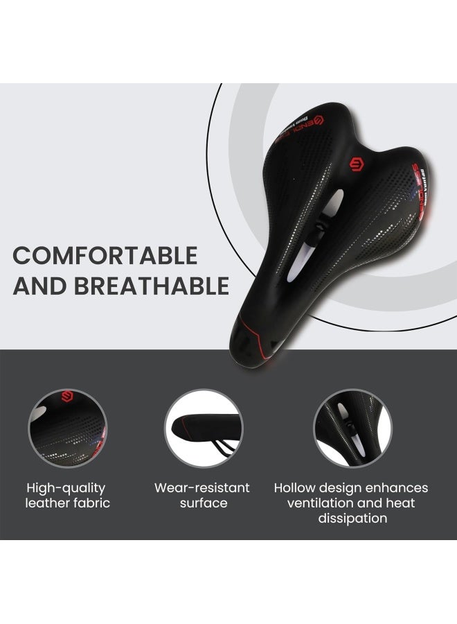 ENDLESS  EL1047 Sleek Cycle Seat with Red Reflective Safety Strip | Black | Material : PU | Universal Memory Foam Seat with Breathable, Shock Absorbing and Waterproof Bike Saddle for All Type of Bikes  - Image 2