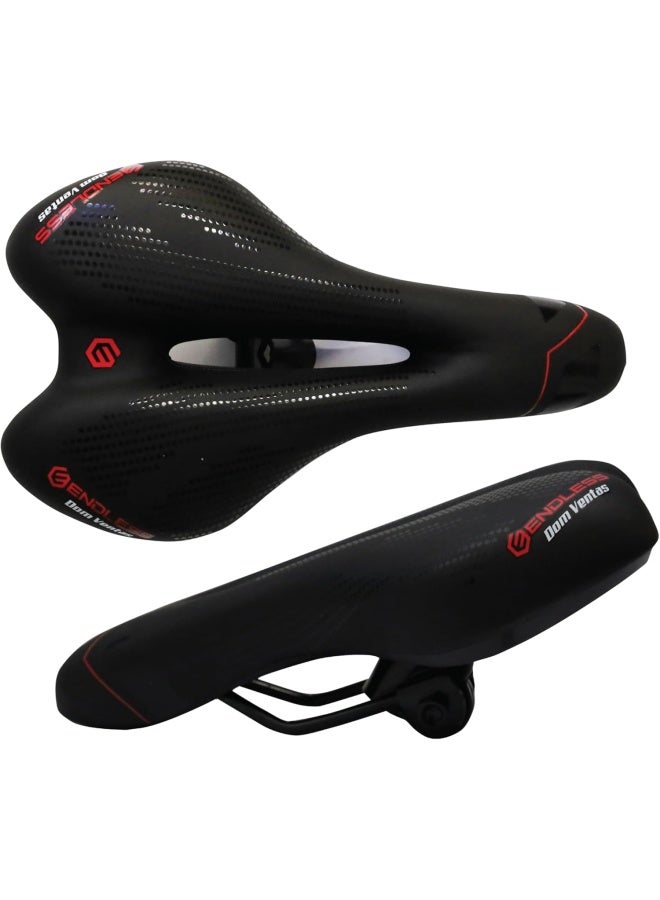 ENDLESS  EL1047 Sleek Cycle Seat with Red Reflective Safety Strip | Black | Material : PU | Universal Memory Foam Seat with Breathable, Shock Absorbing and Waterproof Bike Saddle for All Type of Bikes  - Image 1