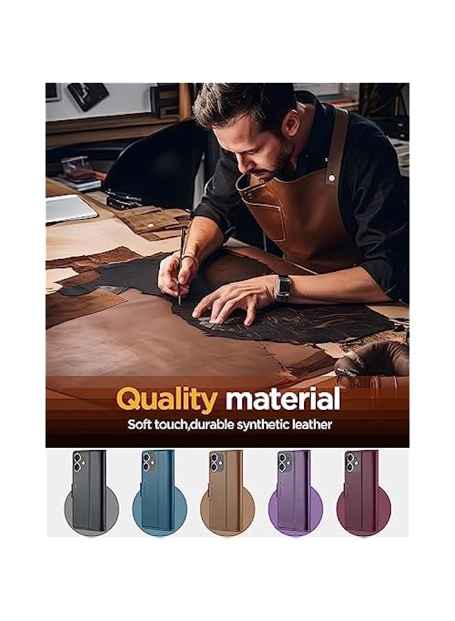 iPhone 12\/12 Pro RFID Blocking Wallet Case - Leather Flip Folio, Magnetic Closure, Credit Card Holder, Kickstand - Black - Image 5