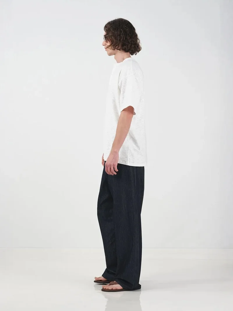 Giesto White GIESTO Crew Neck Button Detail T-Shirt for Men | Best Price UAE