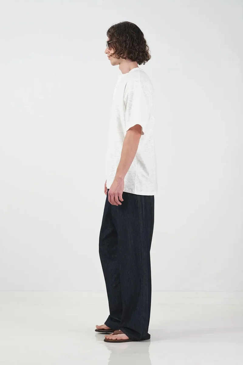Giesto White GIESTO Crew Neck Button Detail T-Shirt for Men | Best Price UAE