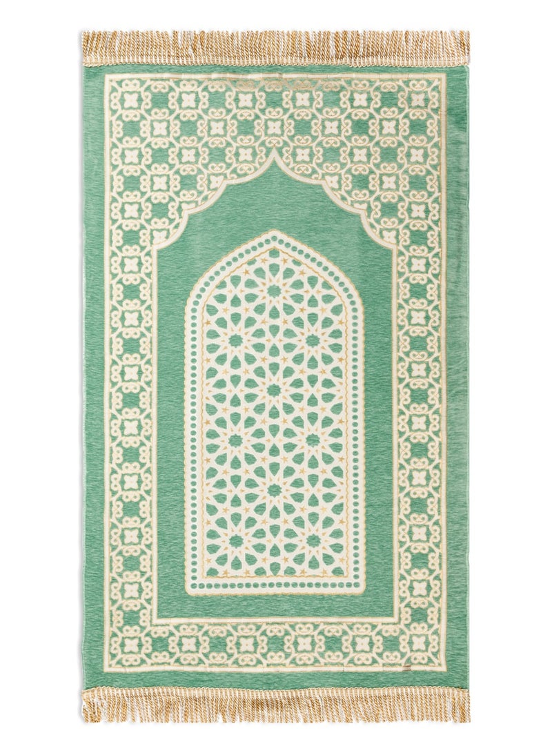 الحرائر  سجادة صلاة من نسيج الشانيل مبطنة عالية الجودة بتصاميم وزخارف هندسية إسلامية عصرية مقاس 120X70 سم - Image 1