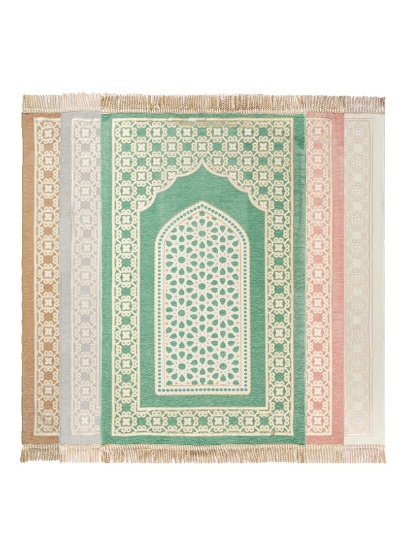 الحرائر  سجادة صلاة من نسيج الشانيل مبطنة عالية الجودة بتصاميم وزخارف هندسية إسلامية عصرية مقاس 120X70 سم - Image 3