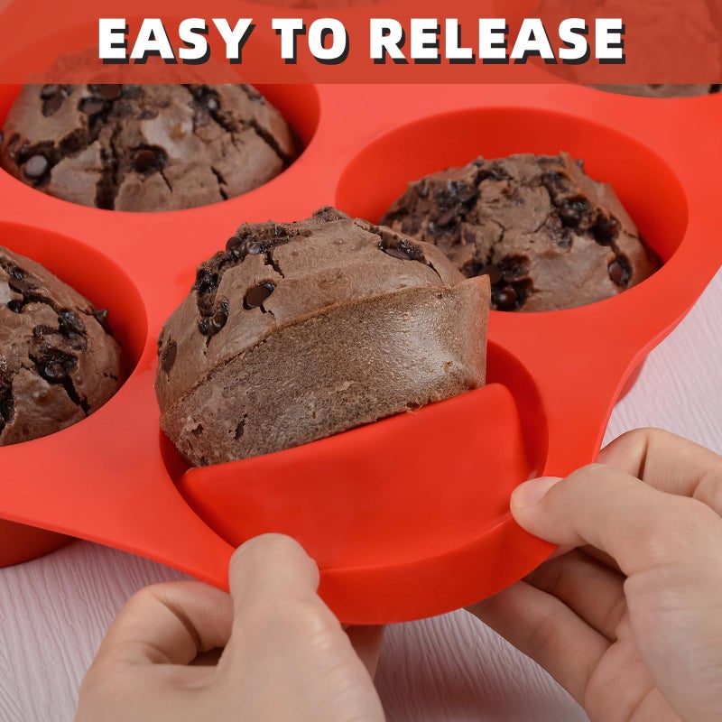 CAKETIME Jumbo Muffin Pan, 3.5 Inch Large Muffin Pan 6 Cup Silicone Jumbo Cupcake Tin for Baking Food Grade Silicone Mold Non Stick - Image 4