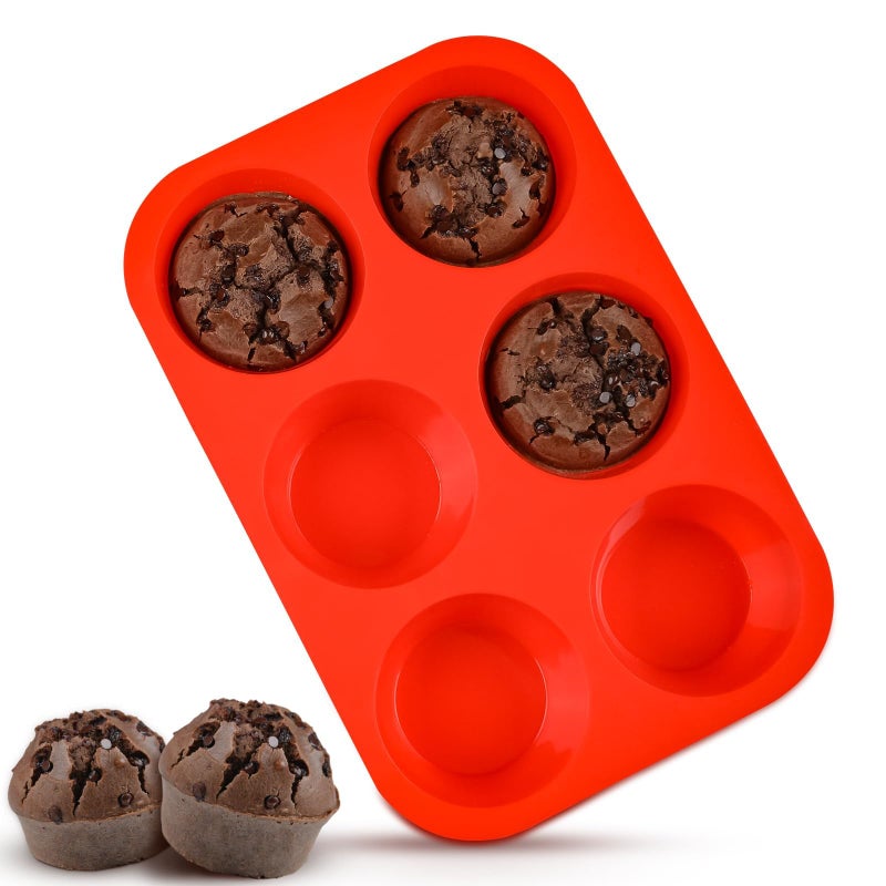 CAKETIME Jumbo Muffin Pan, 3.5 Inch Large Muffin Pan 6 Cup Silicone Jumbo Cupcake Tin for Baking Food Grade Silicone Mold Non Stick - Image 1