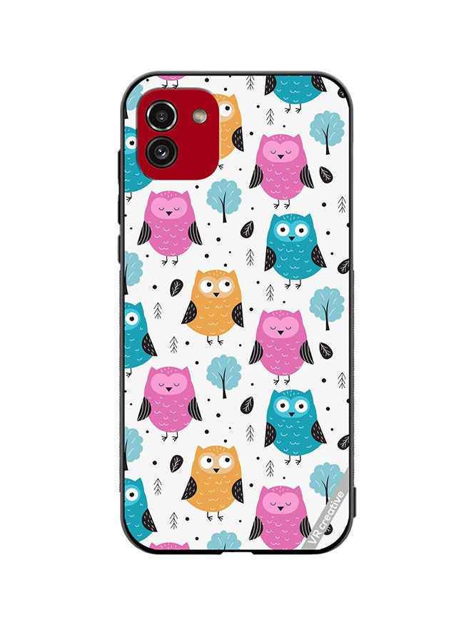 VR CREATIVE Protective Case Cover For Samsung Galaxy A03 Owls Seamless Pattern Design Multicolour - Image 1