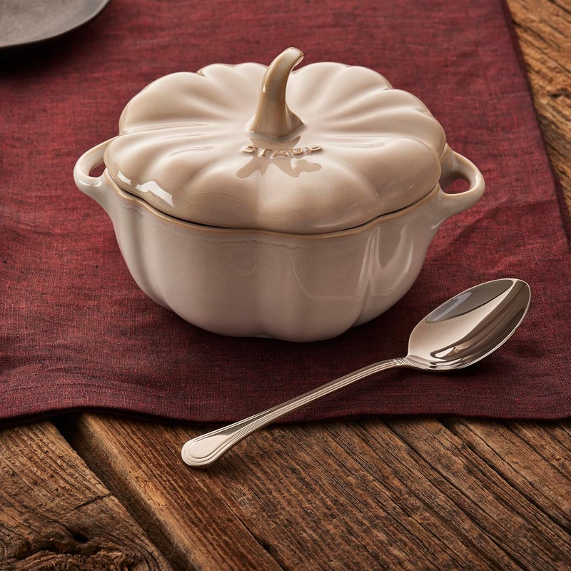Staub Ceramic 2pc 24oz Petite Pumpkin Cocotte Set  Rustic Ivory - Image 3