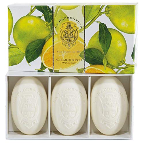 La Florentina: "Agrumi di Boboli" Bar Soaps, Citrus Scent, "Bellosguardo" Collection - Pack of 3 Soaps, 5.3 Ounces (150g) Each, Gift Box [ Italian Import ] - Image 1