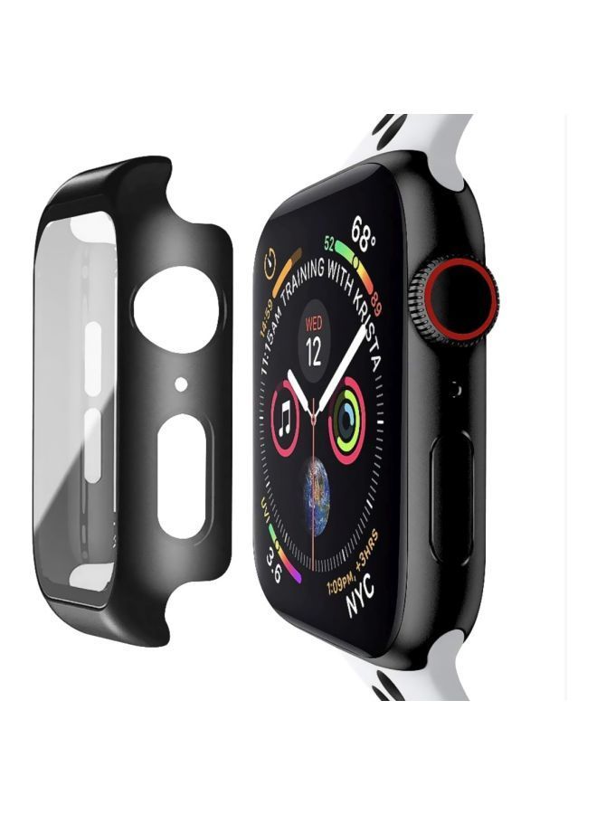 NIBEMINENT PC Plated Snap-On Case With Protective Glass For Apple Watch 40mm Black/Clear - Image 2