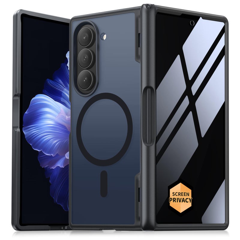 MOBOSI Magnetic for Z Fold 5 Case with Privacy Screen Protector, Compatible with Magsafe, Full-Body Slim Coverage Hinge Protection, Shockproof Phone Cover for Samsung Galaxy Z Fold5, Jet Black - Image 1