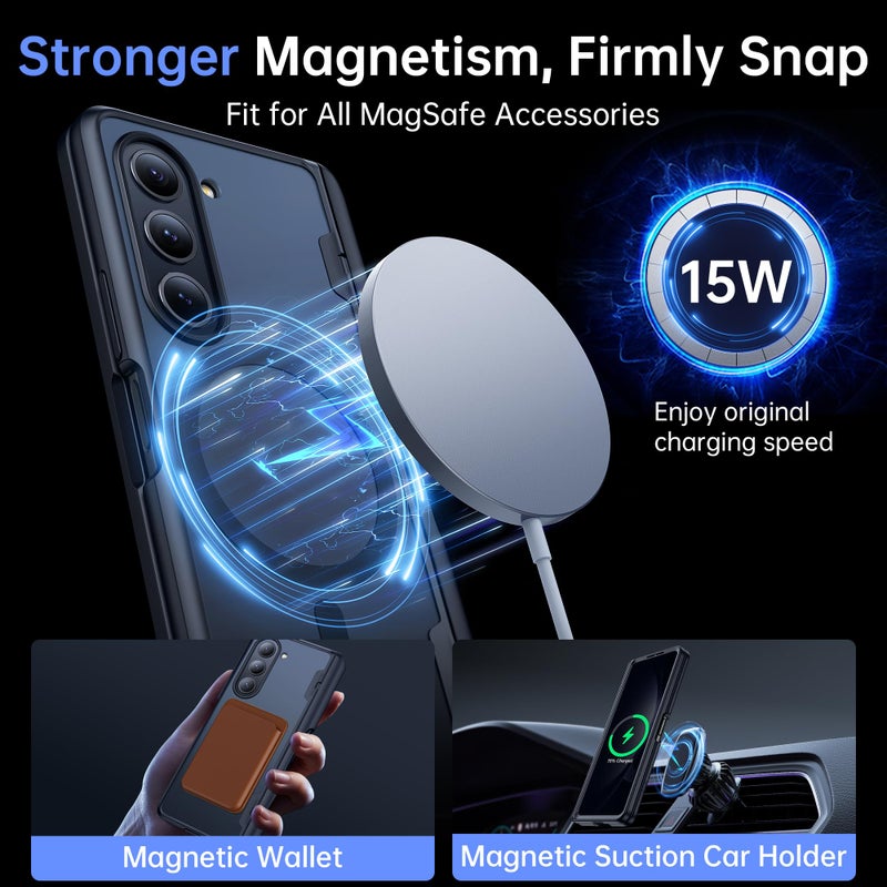 MOBOSI Magnetic for Z Fold 5 Case with Privacy Screen Protector, Compatible with Magsafe, Full-Body Slim Coverage Hinge Protection, Shockproof Phone Cover for Samsung Galaxy Z Fold5, Jet Black - Image 3