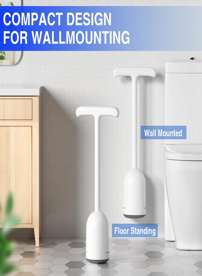 Cinola Upgraded Toilet Plunger with Holder, Wall Mounted Toilet Bowl Plunger with Hideaway Caddy, Dual Handle Plunger for Bathroom Built-in Drip Tray, White - Image 5