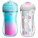 Chicco Insulated Sippy Cup 12 Months 9oz Toddler Training Cup with BiteResistant NoSpill Rim Spout DoubleWall BPAFree 2Pack TealPinkFloral - Image 2