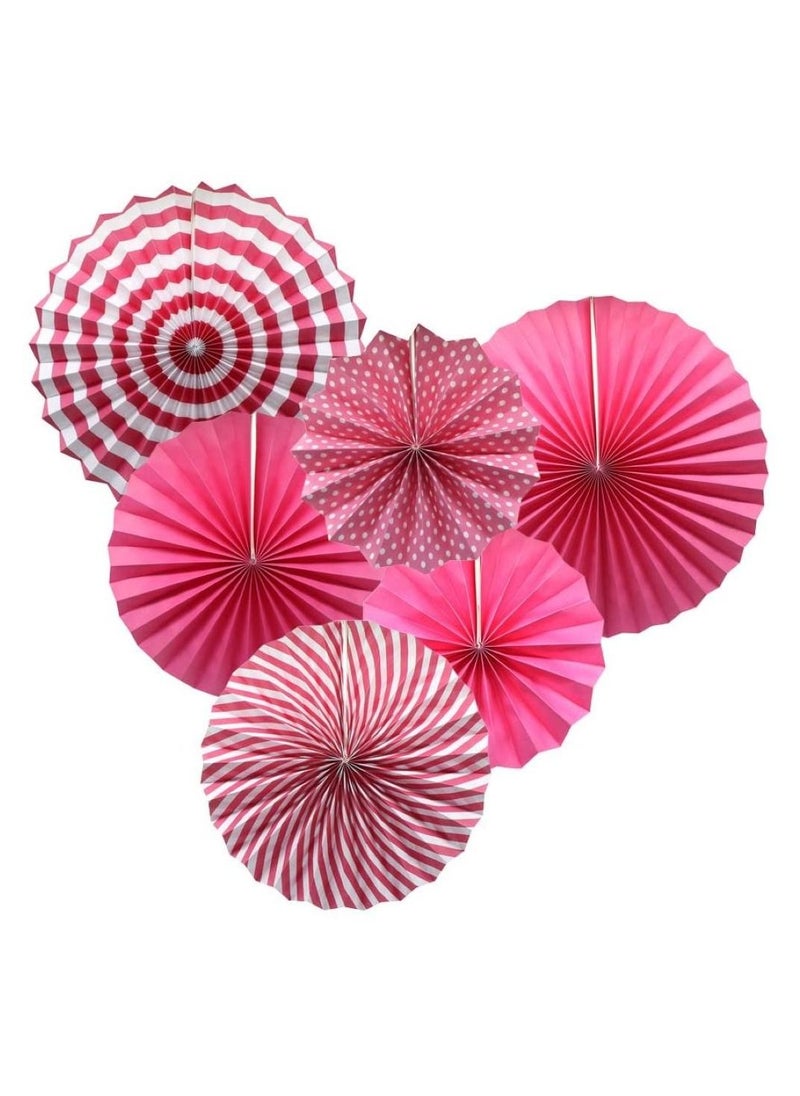 LA FIESTA 6 Piece Pink Paper Fan for Birthday Baby Shower Party Decorations  - Image 1