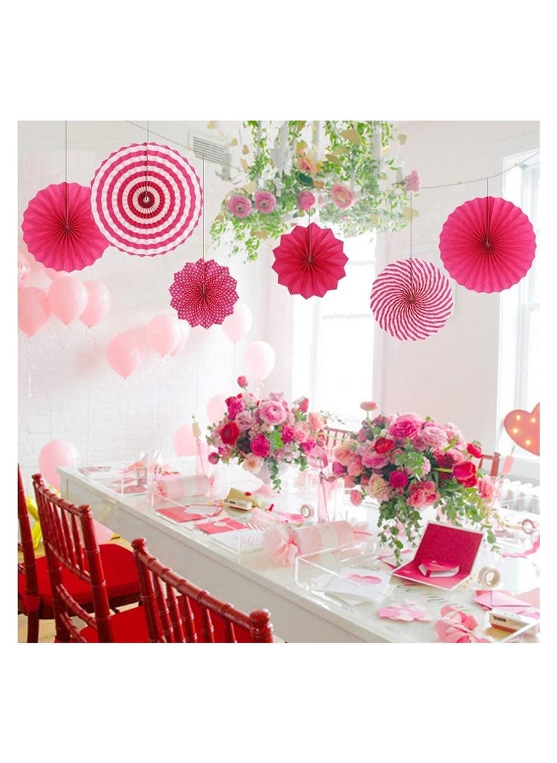 LA FIESTA 6 Piece Pink Paper Fan for Birthday Baby Shower Party Decorations  - Image 4