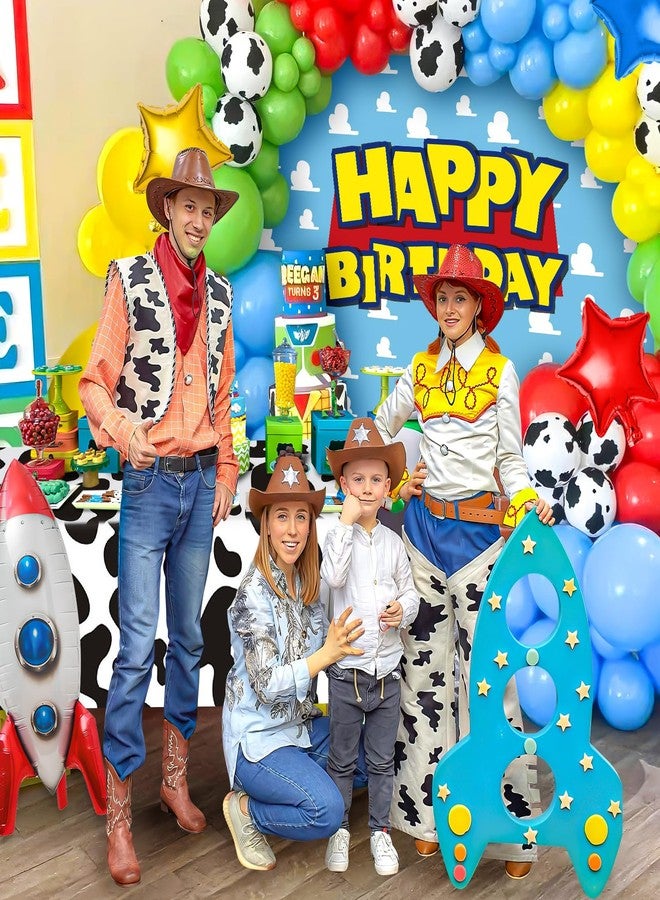 Winrayk 154Pcs Toy Inspired Story Birthday Party Decorations Supplies for Kids Teen, Balloon Arch with Backdrop Tablecloth Cow Print Balloons Star Rocket, Cartoon Game Girls Boys Birthday Party Decor - Image 3