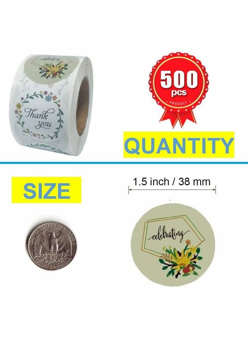 Y&D Thank You Label Sticker,Floral Designs of Stickers for Greeting Cards Flower Bouquets Self-Adhesive Labels Gift Wraps Tags Mailers Bag-4 Designs, 2000 pcs  - Image 2