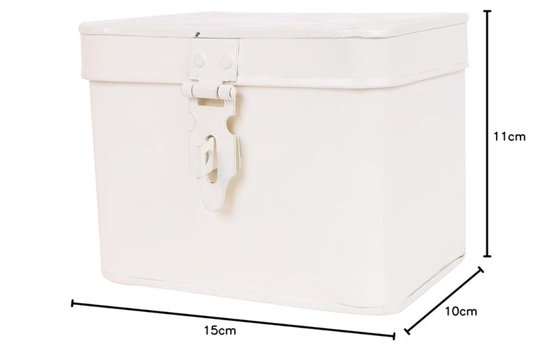INDIAN ARTISANS INDIAN ARTISANS Metal Gift Trunk BoxMini TrunkColour CreamSize 6 inch  - Image 3