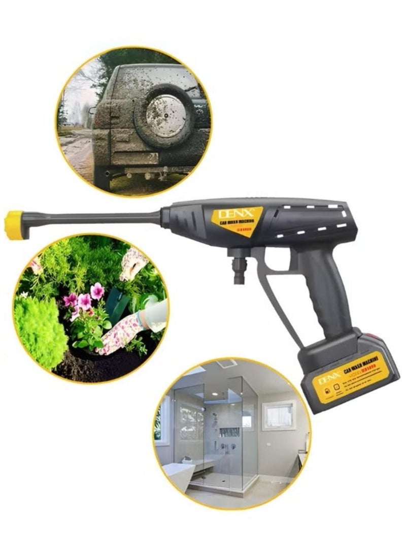 Denx Cordless High Pressure Electric Washer, Portable Car Washer Pressure Pump, Strong Water Pressure, Long Battery Life, 6 Spray Modes Nozzle, Soap Bottle, Long Water Pipe, Multiple Uses | 180W | DX 1800 - Image 1