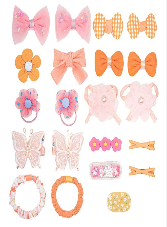kullder 26pcs Hairpins and Hair Ties for Teen Girls, No Slip Metal Snap, Barrettes for Toddlers Kids Birthday Girls, Butterfly Hair Clips for Kid, Fashion Hairpin Cute Flower Hair Ties (Orange) - Image 2