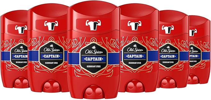 Old Spice Captain Deodorant Stick For Men 6x50 ml 48H Fresh 0 Aluminium Salts AntiWhite Marks and Yellow Stains - Image 1